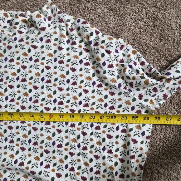 Vintage Cottagecore Leaf Print Mock Neck Boho Top Womens 2X Layering Fall Autumn - Picture 7 of 8